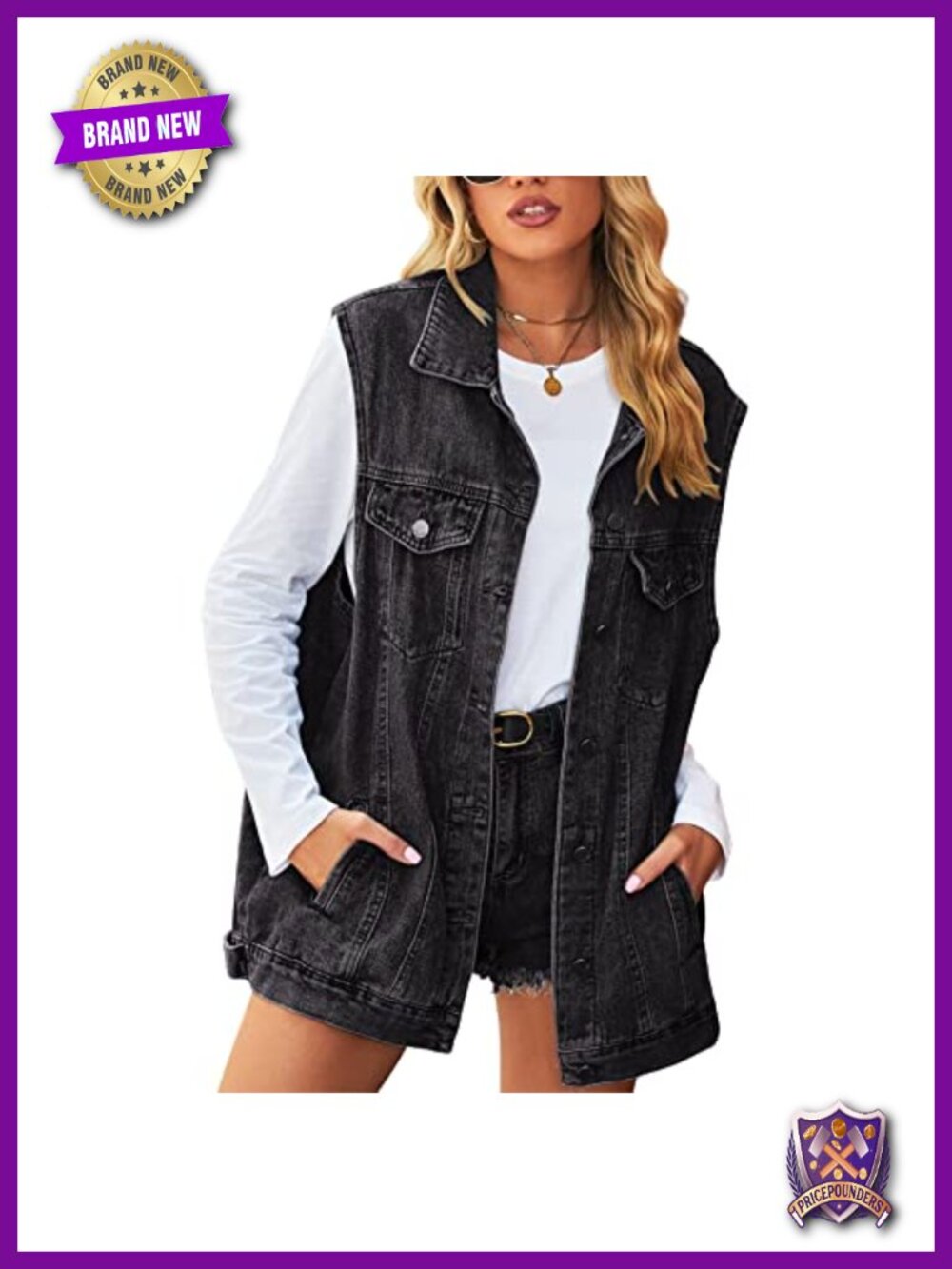 Oversized Vintage Denim Jean Vest Button Down Waistcoat Gilet Sleeveless